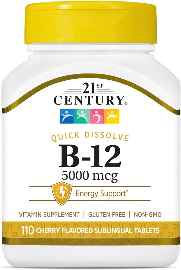 21st Century B-12 5000 mcg Cherry Flavored Sublingual Tablets, 110 Count