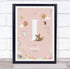 The Card Zoo Baby Birth Details Nursery Christening Woodland Animals Pink Initial I Print