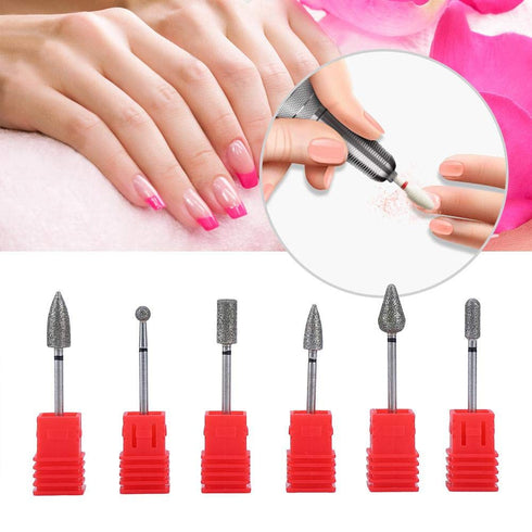 Nail Drill Bits Set, 6 pcs Nail Grinding Sanding Bit Set for Electric Drill Manicure Machine