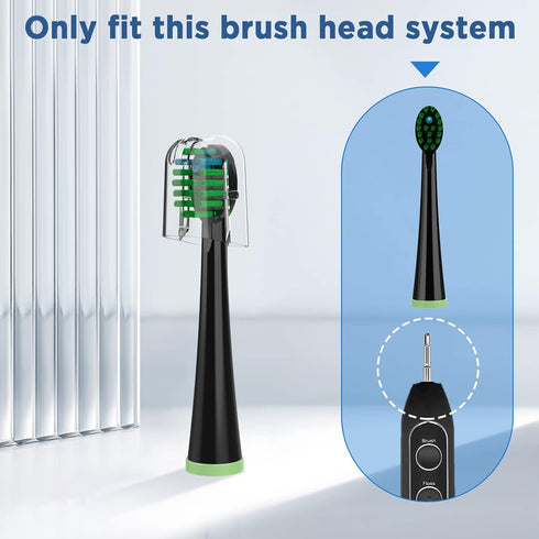 Replacement Toothbrush Heads for Waterpik Sonic Fusion Models (SF-01, SF-02, SF-03, SF-04), 10 Count, Black