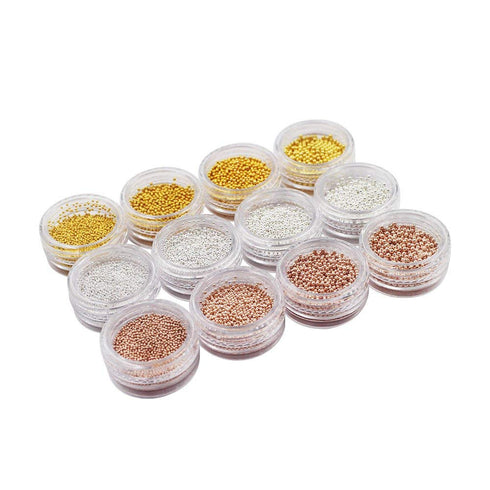 Nail Art Metal Mini Steel Ball, 3D Caviar Decoration Bead, 12 Pots