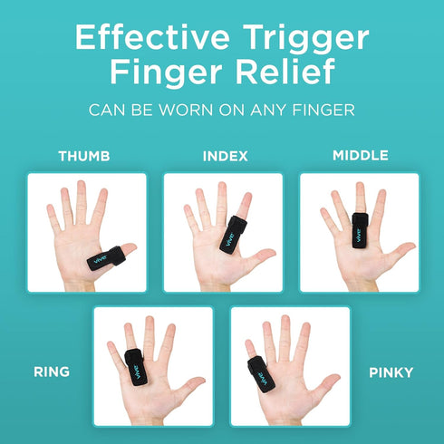 Vive Trigger Finger Splint Support Brace for Straightening Curved, Bent, Locked Hands - Tendon Release & Pain Relief