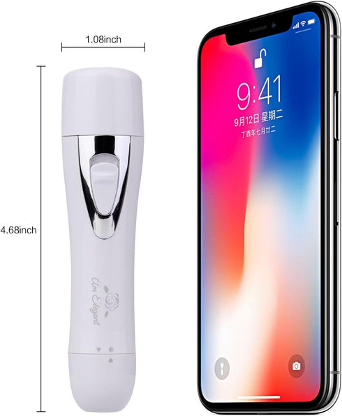 Rechargeable Facial Hair Removal for Women - Painless Nose Ear Eyebrows Trimmer Remover (White 2 in 1)