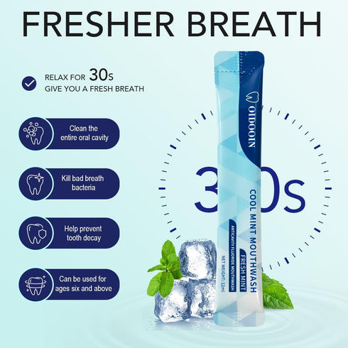 Travel Size MouthWash Packets, TSA Approved, Alcohol Free, Natural Ingredients for Bad Breath, 0.37 Fl OZ (Pack of 20)