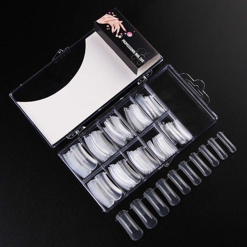 Nail Extension Form Tips, Clear 100pcs Poly Gel Acrylic Nails Mold, Dual Forms System for DIY Polish Manicure