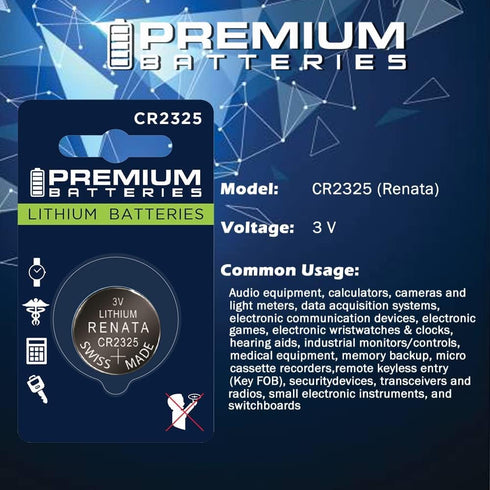 Premium Renata CR2325 Lithium 3V Coin Cell - Swiss Engineered High Capacity Batteries (1 Pack)