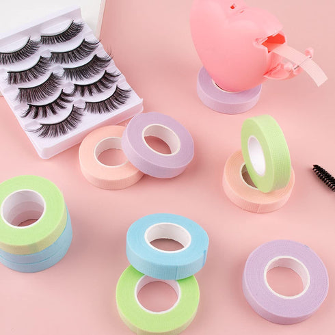 Rolybag Eyelash Extension Tape, 4 Colors, Breathable with Heart Shaped Cutter, Non Woven Makeup Tape Kits (Style A)