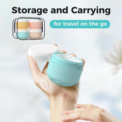 Travel Containers for Toiletries, TSA Approved Silicone Cream Jars with Leak-proof Travel Accessories