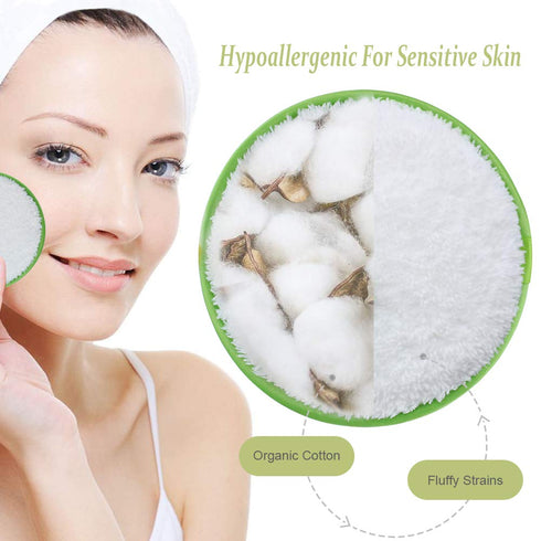 Reusable Makeup Remover Pads, Facial Make Up Removal Wipes, Washable Cloths, Hypoallergenic for Mascara, 3 pcs, 4.5" Dia