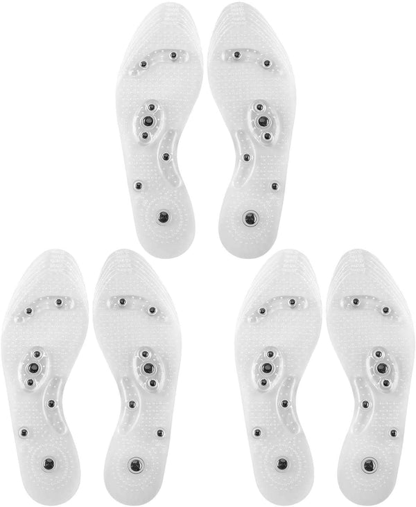 Oumers 3 Pairs Acupressure Magnetic Massage Insoles - Transparent Foot Therapy Reflexology Shoe Insoles (US M:8-11