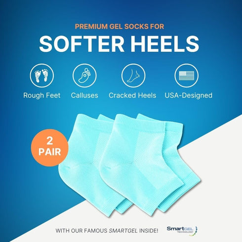 NatraCure Vented Moisturizing Gel Heel Sleeves - 2 Pairs for Cracked Heels, Size Regular