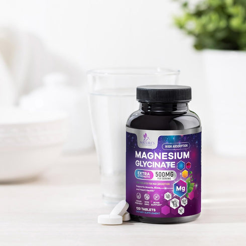 Magnesium Glycinate 500mg | High Absorption Chelated Supplement for Bone, Muscle, Nerves & Heart Health | 120 Tablets,