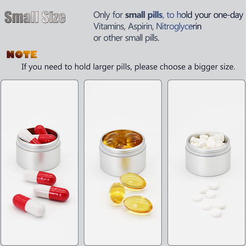 Portable Daily Pill Case, Heavy Duty Aluminium Alloy Round Pill Box, Waterproof Travel Pill Organizer