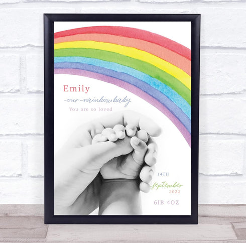 The Card Zoo Birth Details Nursery Christening New Baby Rainbow Baby Keepsake Gift Print