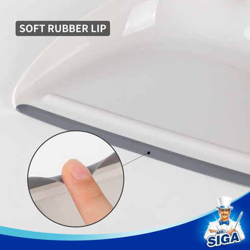 MR.SIGA Portable Dustpan and Brush Set, Cleaning Brush and Dustpan Combo with Bamboo Handle