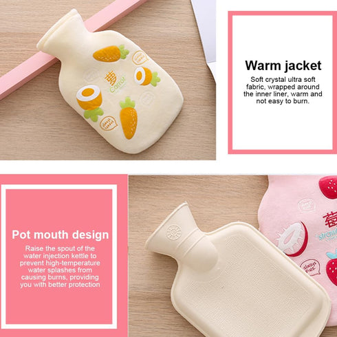 Winter Warm Hot Water Bag, Classic Hot Water Bag, Hot Water Bottle with Plush Cover for Hot and Cold Compress, Hot