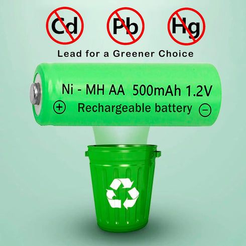 Lombaour 1.2 500mAh Lights(12 Volts AA Solar Long Life Rechargeable Green Batteries,Double A Nickel Metal Hydride Solar