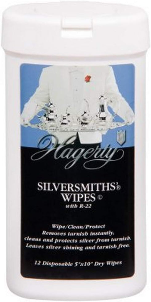 Hagerty 15740 12 Disposable Wipes, 5-by-10-inch Silversmiths' Wipes, White