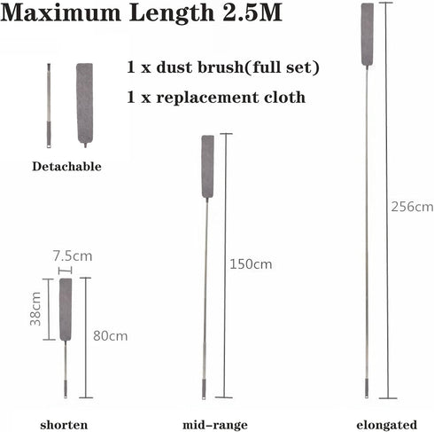 Retractable Gap Dust Cleaner, Microfiber Duster with Extendable Pole 32-100 Inches for Under Furniture