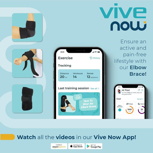 Vive Elbow Brace - Tennis Compression Sleeve for Golfers, Bursitis, Left or Right Arm - Tendonitis Support Strap
