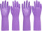 PACIFIC PPE 2 Pairs Reusable Dishwashing Cleaning Gloves, Latex Free with Cotton Lining, Purple, Small