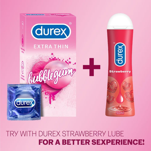 Men-10s (Pack 3) Durex Extra Thin Bubblegum Flavoured Condoms