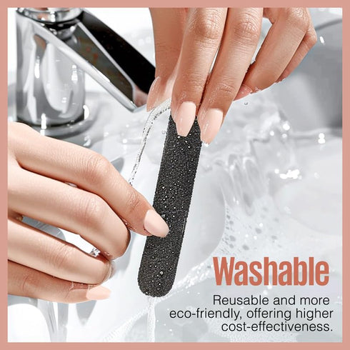 MEFA 10 Pack Nail File & Buffer, Professional Double Sided 100/180 Grit Reusable Nail Files, Black Manicure Pedicure