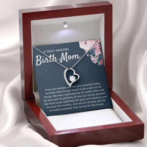 Luxe Gifting Birth Mom Necklace Message Card Box Forever Love Mahogany - From The Moment We Met - Appreciation
