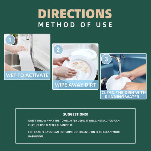 Multi-Surface Cleaning Wipes, Loaded with Dish Soap, Reusable, Ideal for Cleaning Kitchens (50 Pcs Per Box)