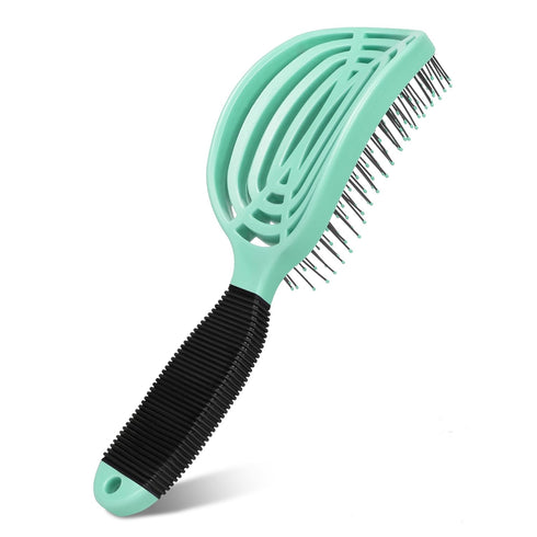 NuWay 4HAIR Double Curved Detangling Brush, U.S. Patented, Hair Dryer Safe, Mint Green