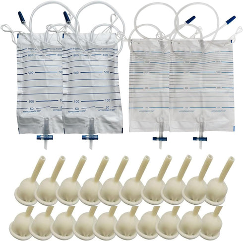 YEYSXSY Male Catheter External Self-Sealing Set 20PCS Condom 2PCS 1000ML Urine Bag 2PCS