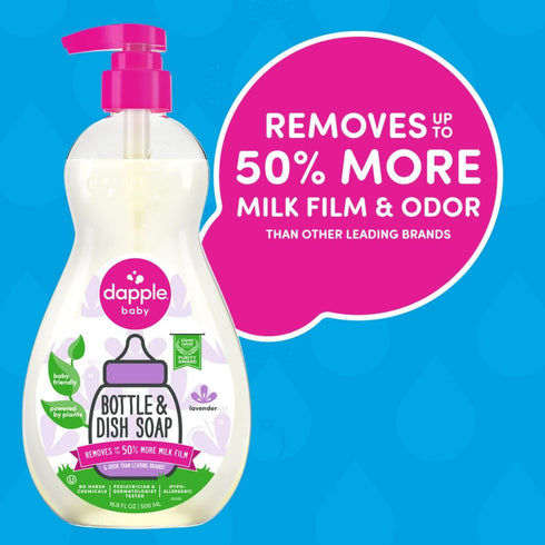 Dapple Baby Bottle and Dish Soap, Lavender, 16.9 Fl Oz (Pack of 3), Plant-Based Hypoallergenic