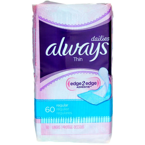 Always Dailies Liners Thin Regular - 60 Count (2 Pack)