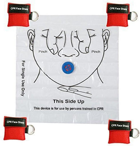 25pcs CPR Face Shield Mask Keychain, Pocket Mask for First Aid or CPR Training (Red-25)