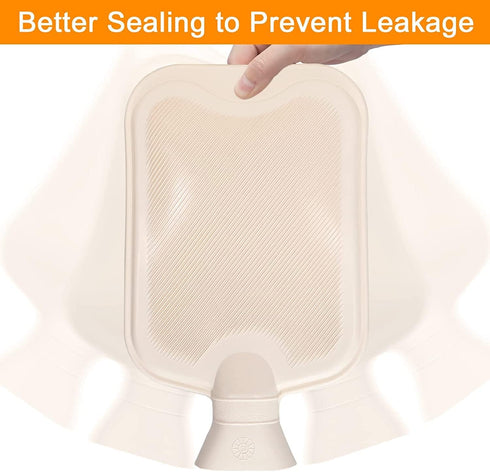 Hot Water Bag Hot Water Bottle 2 Liter, Heat Up and Refreezable Hot Cold Pack with Knit Cover for Pain Relief, Hot Cold