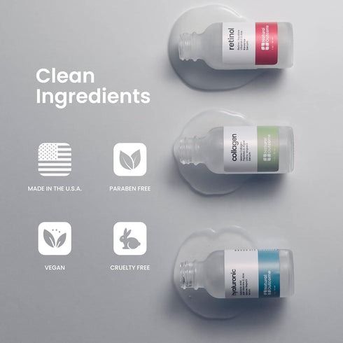 Hydrating Hyaluronic Acid Serum and Retinol Facial Serum Set, 1 oz Each, Vegan & Cruelty Free