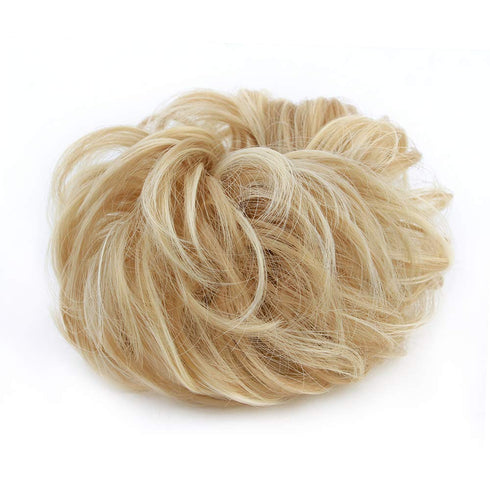 MORICA 2PCS Messy Bun HairPiece Scrunchies, Synthetic Curly Wavy Ponytail Extensions for Thin Hair Women