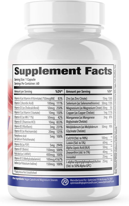 Fit4Duty Multivitamin+, One a Day Multivitamin Plus Other Nutrients - 60 Servings, 2 Month Supply