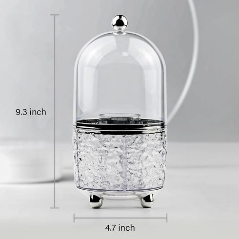 Makeup Brush Holder with Lid, 360 Rotating Cosmetic Tools Organizer for Vanity, Waterproof & Dustproof