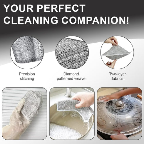 10 Pcs Reusable Wire Dishwashing Rags, Non-Scratch Multipurpose Cleaning Pads for Washing Dishes, Pots, Pans
