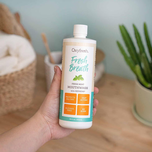 Oxyfresh Fresh Breath Fresh Mint Mouthwash - Dentist Recommended for Long-Lasting Fresh Breath & Healthy Gums, Alcohol