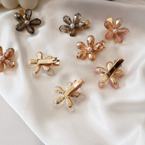 MIAO JIN 12Pcs Crystal Hair Clips, Pearls Alligator Hairpins for Women's and Girls Hair Accessories
