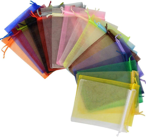 50pcs Organza Bags-Mix Color 3.54''x4.33'' Satin Drawstring Pouch for Wedding Party Favor Gift Bags