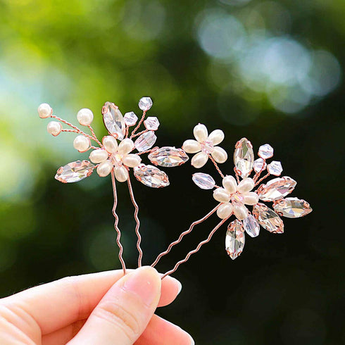 JAKAWIN Pearl Bride Wedding Hair Pins, Bridal Hair Piece Accessories for Women, HP065 (Rose Gold)