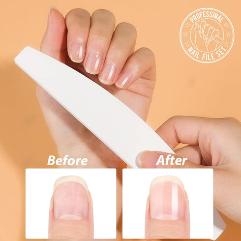 Teenitor Nail File Buffer Set, Nail Files to Shape, Smooth, and Shine Nails, Half-Moon