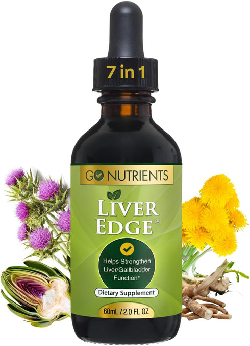 Go Nutrients Liver Edge, Milk Thistle Supplement for Liver Cleanse, Detox & Repair, Organic Liquid Drops, 2 oz, 48