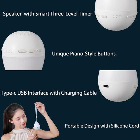 SINGMIO M10 White Noise Sleep Machine, Portable Sound Machine with Timer, Soothing Music Player, Night Light, Long