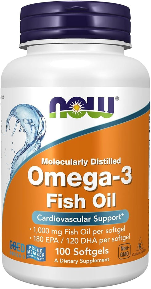 NOW Foods Omega-3 Softgels, 100 Count for Heart Health
