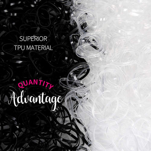 YGDZ 4000pcs Hair Rubber Bands, Clear Black Elastic Hair Ties for Toddlers Girls Baby Hair