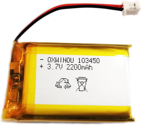 Lithium Polymer Battery 3.7V 2200mAh 103450 Rechargeable Battery Pack with JST 2.0mm Connector for Wireless Device